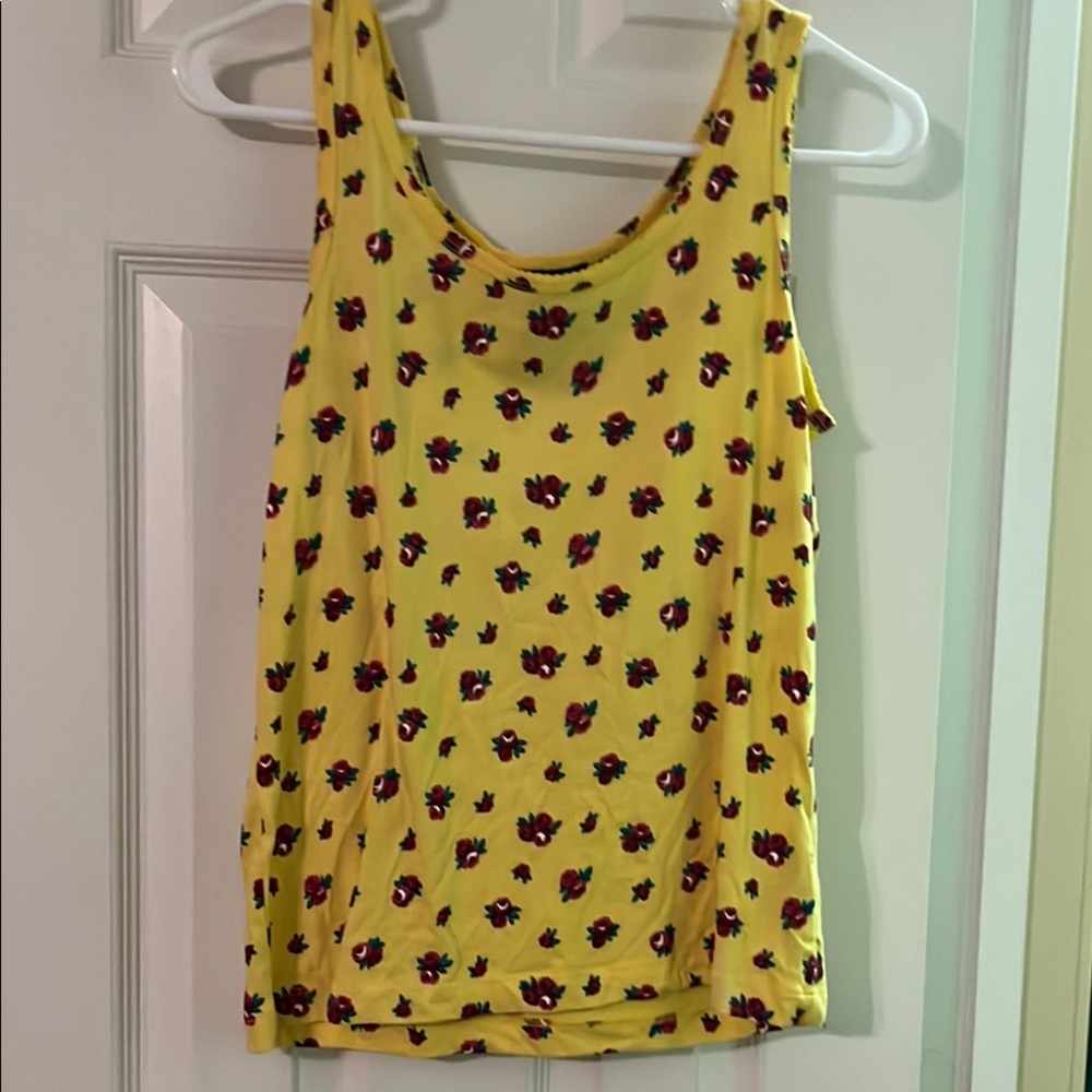 Lauren Ralph Lauren Yellow Top with Red and Green Floral Design